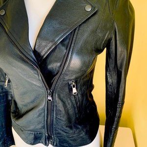 Real leather moto jacket